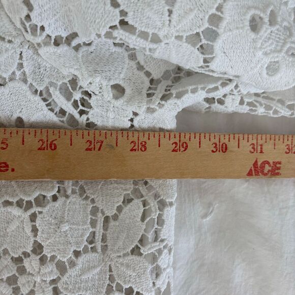 ANTHROPOLOGIE MAEVE CUTOUT LACE BUTTONDOWN SHIRT SHORT SLEEVE BLOUSE TOP WHITE L - Picture 4 of 5